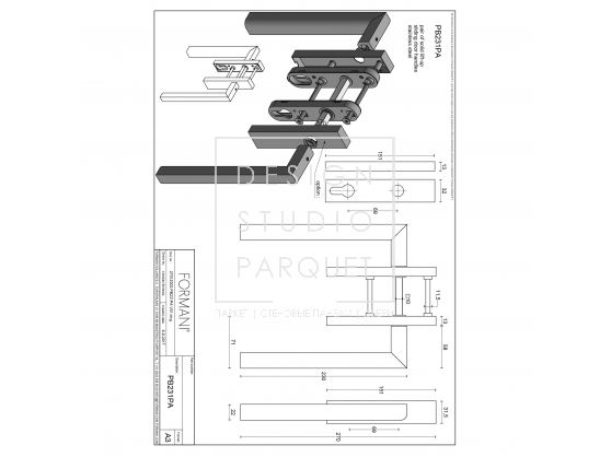 Ручка для раздвижных дверей Formani TWO PB231PA Сатинированная нержавеющая сталь