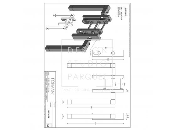 Ручка для раздвижных дверей Formani SQUARE JB230PA Глянцевая нержавеющая сталь
