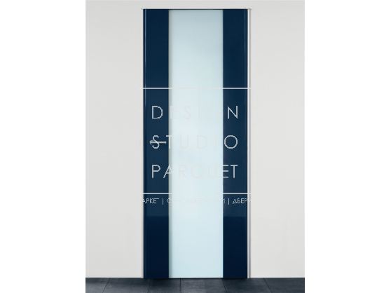Межкомнатная дверь Lualdi Tris Синяя глянцевая с опаловым стеклом